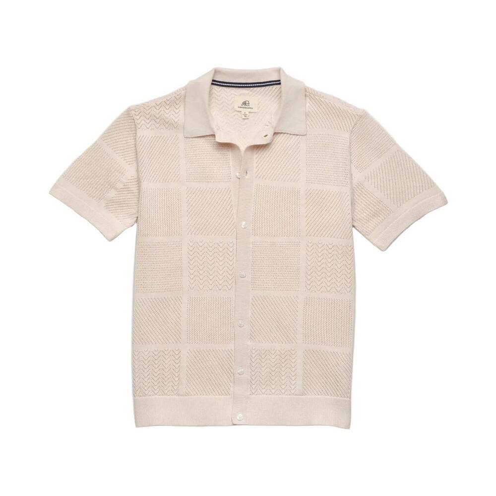 NEW SURFSIDE SUPPLY men's brent knit short sleeve sweater shirt in white sand